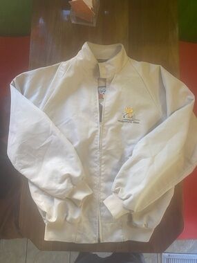 Via Sport Peanut Woodstock Open Cream Jacket with Red Tartan Lining